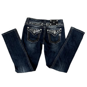 Miss Me Zebra Rhinestone Skinny 29